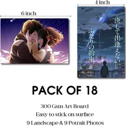 thepostermart YOUR NAME ANIME WALL POSTER | PACK OF 18 wall collage kit |ANIME WALL COLLAGE6 * 4 inches | Mitsuha Miyamizu, Taki Tachibana 3D Poster image 5