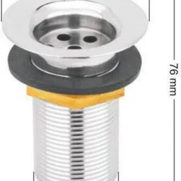 bathonix 3" Inches Stainless Steel Full Thread Waste Coupling for Wash Basin | Heavy-Duty Waste Coupling for Bathroom Wash Basin Fitting (Pack of 1) Taper Cock Faucet image 2