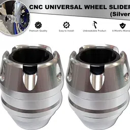 acube mart Fork Slider Wheel Front Fork Frame Sliders Universal for Bike silver HWS-07 Bike Crash Guard image 1