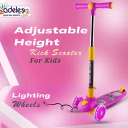 odelee Height Adjustable Pluto Kick Scooter for Kids Foldable with Lighting Wheels image 5