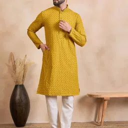 house of pataudi Men Embroidered Viscose Rayon Ethnic Dress image 1