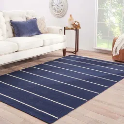 Blue Wool Geometrical 5 x 8 Feet Hand Woven Carpet by Jaipur Rugs-picture-32