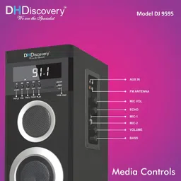 DH Discovery DJ9595 150W Party Home Theater With(1 Wired Mic,USB,AUX,LCD Display) 150 W Bluetooth Tower Speaker image 3
