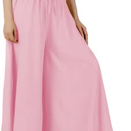 ar-fabtiko Women Flared Pink Viscose Rayon Trousers image 4