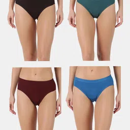 Pack of 4 Dollar Lehar Super Combed Cotton Women's Plain Solid Panty Women Hipster Multicolor Panty-picture-37