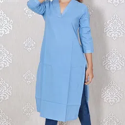 jaipur hand block Women Solid Pure Cotton Straight Kurta-picture-40
