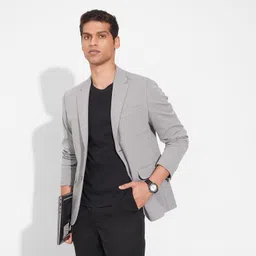 peregrine by pantaloons Men Solid Mandarin Casual Blazer-picture-27