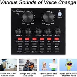 dawnrays Professional Audio Mixer Sound Card With Bluetooth portable audio Mixer with Sound Effects & Voice Change tones, For karaoke, podcast, live streaming, Guitar, Microphone, Youtube Streaming, PC, Recording Studio and Gaming USB Sound Card Digital Sound Mixer image 2