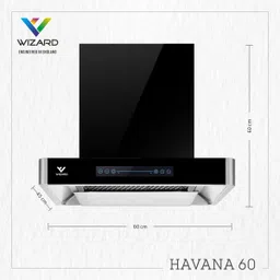 wizard HAVANA 60 Wall Mounted Black, Silver 1400 CMH Chimney image 3