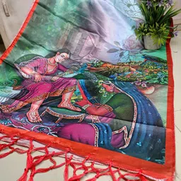 bloviate Silk Blend Solid, Printed Multicolor Women Dupatta-picture-33