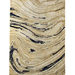 saral home Beige Abstract Cotton 5 ft x 7 ft Machine Made Carpet image 2