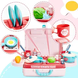 countrylink 3in 1 Portable Pretend Food Party Role Cooking Kitchen Play Set for Girls(1set) image 4