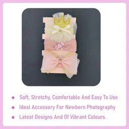 syga 3 Pcs Girl Baby Wind Bow Flower For 0-3 Years(Color-1001) Head Band image 4