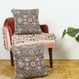 Multicolor Woven Traditional Cotton 16 x 16 Inches Cushion Covers (Pack of 2) by Grhamoy image 1