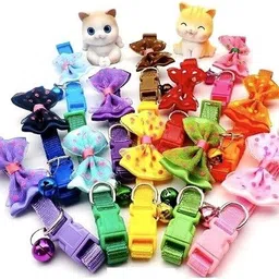 aomnistore Set of 3pcs Breakaway Pet Bow Tie Adjustable Cat Collar with Bell Safety Buckle Dog & Cat Everyday Collar image 1