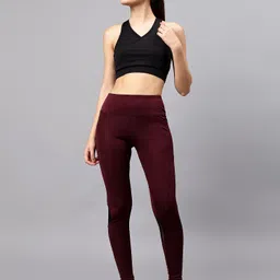 cosvos Solid Women Maroon Tights image 5
