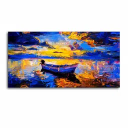 vibecrafts Necessarys Blue Canvas Framed People and Places Art Print image 4