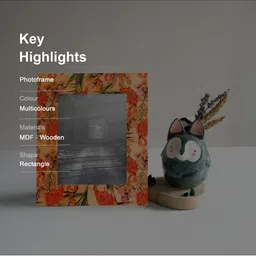 THE HOME CO. Peach & Green Printed Wooden Table Photo Frame image 5