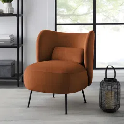 the flamingo life Venus Fabric Arm Chair In Rust Colour image 1