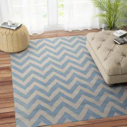 imperial knots Blue Wool Abstract 72 x 48 Inches Hand Woven Dhurrie image 1