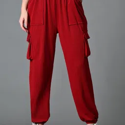 DressBerry Women Comfort Loose Fit High-Rise Wrinkle Free Cargos Trousers image 1