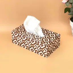 casagold Brown & Gold Combo Tissue Box Holder with Set of 6 Coaster Set image 4