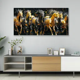 nestroots White Canvas Framed Majestic Equine Serenity in Nature Wall Painting(24X48 Inch)-picture-38