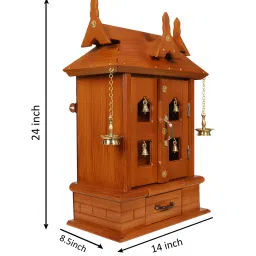 elegant arts and frames Brown Wood Floor Rested Mandir With Door image 5