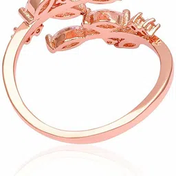 yellow chimes Designer Flower Leaf Open Crystal Copper Crystal Copper Plated Ring image 4