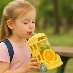 enginedigital Kids Car-Shaped Water Bottle with Straw 500 ml Water Bottle-picture-12