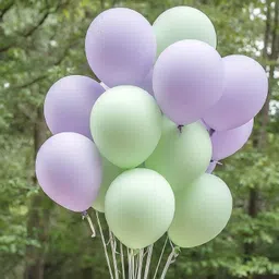 soi Solid Pastel Birthday Decoration Item Balloons - Green ,Purple Balloon image 3
