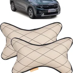 autofit Beige, Black Leather Car Pillow Cushion for Kia image 1