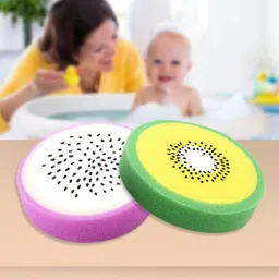 baby moo Sliced Dragon Fruit And Kiwi 2 Pk Baby Bath Sponge Baby Clean Scruber Multicolor image 2