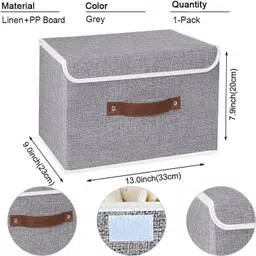 quail Set of 3 Non Woven Jute Print Large Storage Box with Lid & Handle for Toys,Cloth Storage Box image 4