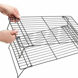 indian decor 28181 Three -Tier Stackable Non-Stick Cake Cooling Rack, 21 x 40 cm (8" x 16") Black 10 Slice Toast Rack image 3