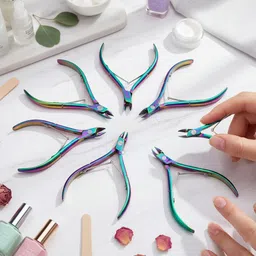 npah 3Pcs Rainbow Stainless Steel Cuticle Remover & Nail Trimmer Set for Manicure-picture-17