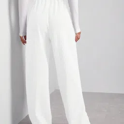 warcourt Women Loose Fit White Cotton Blend Trousers-picture-30
