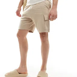 gyrfalcon Solid Men Beige Cargo Shorts image 3