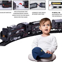 crackles Battery Operated 13 Piece Train Set with Engine, Locomotives, Tracks, Headlight Rattle image 5