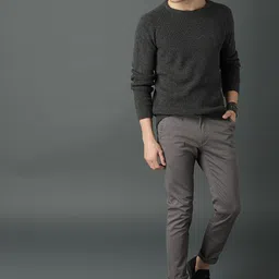 roadster Men Regular Fit Grey Lycra Blend Trousers image 5