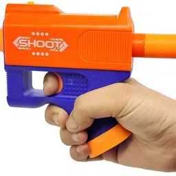 sabirat Mini Soft Blaster Gun With 3 Bullets For Action Lover & Kids [Blue] Guns & Darts-picture-15