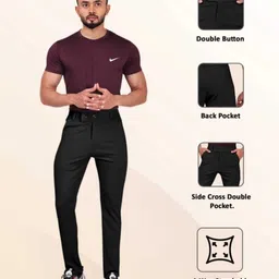 we perfect Pack of 2 Men Slim Fit Black, Grey Lycra Blend Trousers image 5