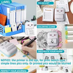 HIRVA Mini Bluetooth Thermal Printer, Portable Label Printer Thermal Printer image 5