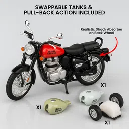 meetul enterprise 1:15 Scale Model Royal Enfield Toy Collectable Bike With 3 Colored Fuel Tank image 2