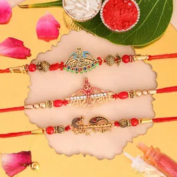 Religious 24-3715-K.SHYAM-SERIES-3PC, Rakhi for brother Mauli Thread Rakhi, Greeting Card, Chawal Roli Pack Set-image-1