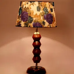 Lucca White & Blue Fabric Shade Night Lamp With Wood Base By BrightDaisy image 4