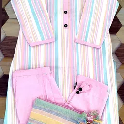 zubia naaz Women Khadi Cotton Kurta Pant Set-picture-27