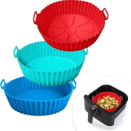 Air Fryer Silicone Tray | Round Basket | Nonstick Reusable Heat Resistant Insert Kitchen Tool Set-image-36