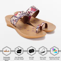 paragon Women PUK7009L Women's Slip On Flat Beige-Purple Sandals|Durable Dailywear Sandals Heels Sandal image 5