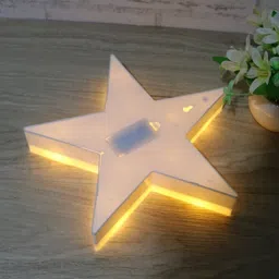 satyam kraft Star light Marquee light Led light Plastic Sign-Lighted Marquee Star Sign(Pack of 1) Home DeCor Battery Operated light (White) Table Lamp image 4